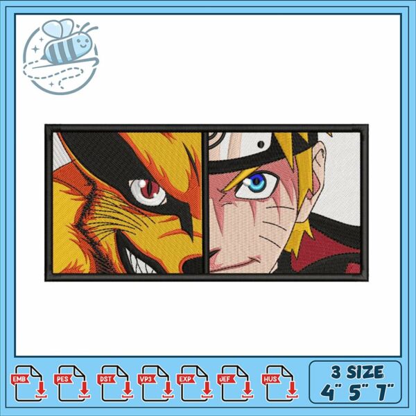 Naruto and Fox Embroidery Design Pattern Download