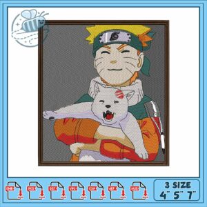 Naruto cat design embroidery