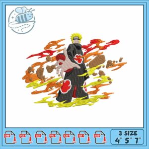 Naruto fire design embroidery