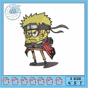 Naruto spongebob design embroidery