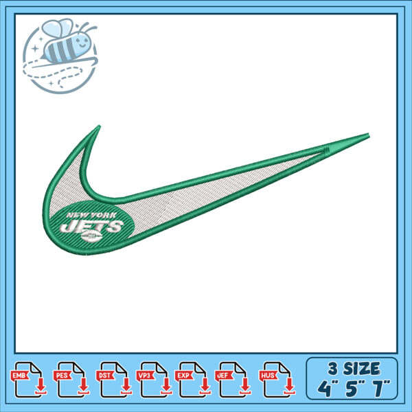 New York Jets Nike Swoosh Embroidery Design