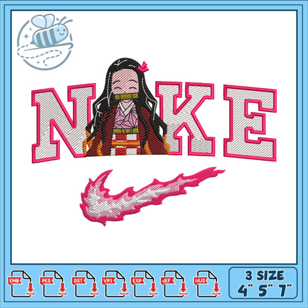 Nezuko Nike Embroidery Design