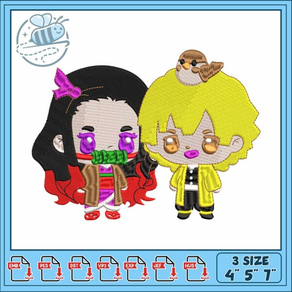 Nezuko zenitsu art design embroidery, nezuko​ embroidery