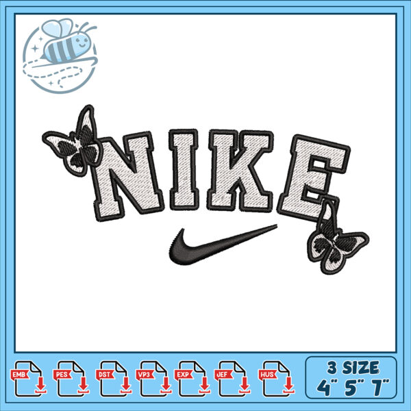 Nike Butterfly Embroidery Design 4x5x7 Inch