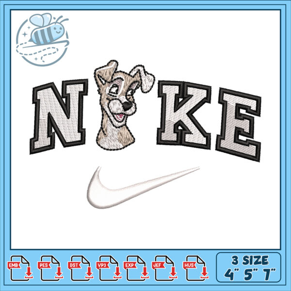 Nike Dog Embroidery Design 3 Sizes