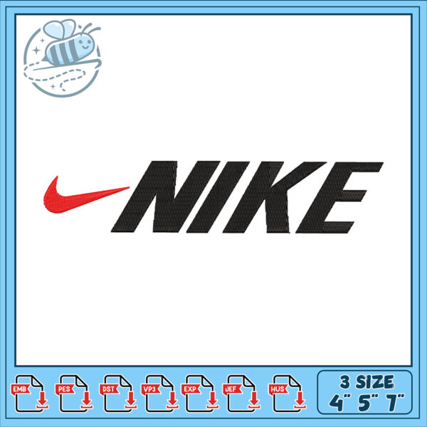 Nike Embroidery Design Format in Three Sizes Available