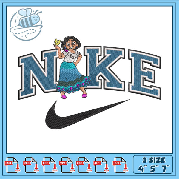Nike Embroidery Design Girl 4x5x7 Inch