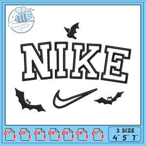 Nike Embroidery Design with Bat Motif in Three Sizes