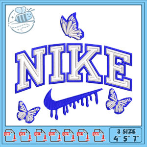 Nike Embroidery Design with Butterflies