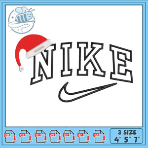 Nike Embroidery Design with Santa Hat in Three Sizes