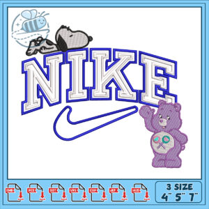 Nike Embroidery Design with Snoopy & Care Bear