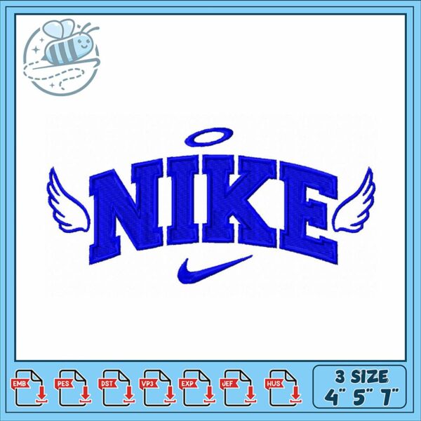 Nike Embroidery Design with Wings in Three Sizes