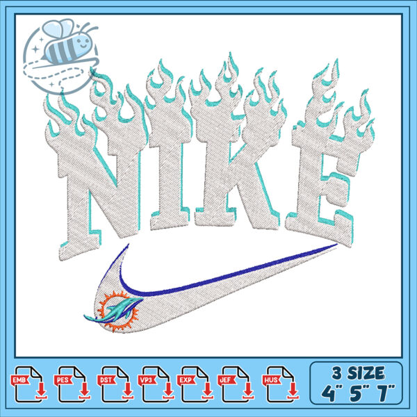 Nike Flame Embroidery Design 3 Sizes