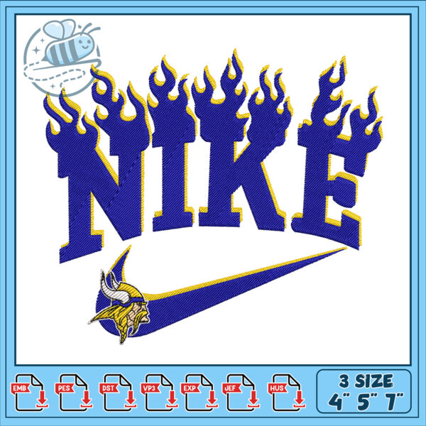 Nike Flame Embroidery Design 4x5x7 Inch