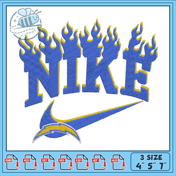 Nike Flames Embroidery Design 3 Sizes