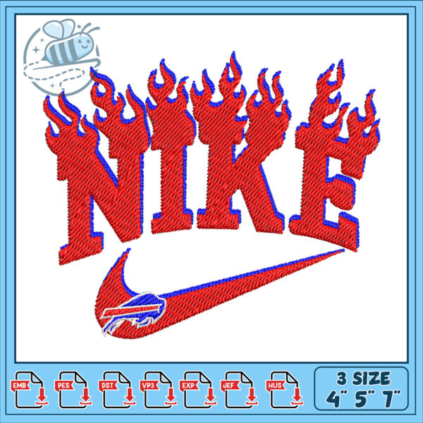 Nike Flames Embroidery Design 4x5x7 Inch