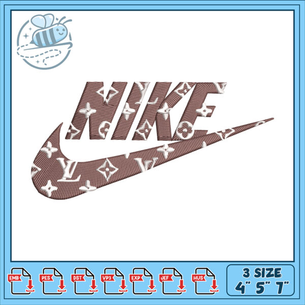 Nike LV Embroidery Design 4x5x7 Inch