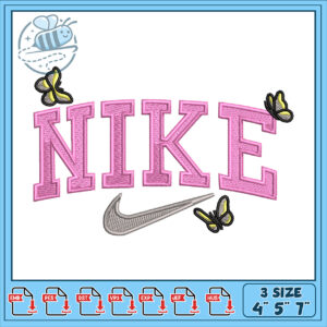 Nike Logo Embroidery Design with Butterfly Accents