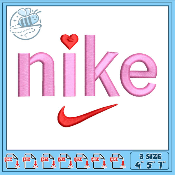 Nike Love Embroidery Design 3 Sizes Available