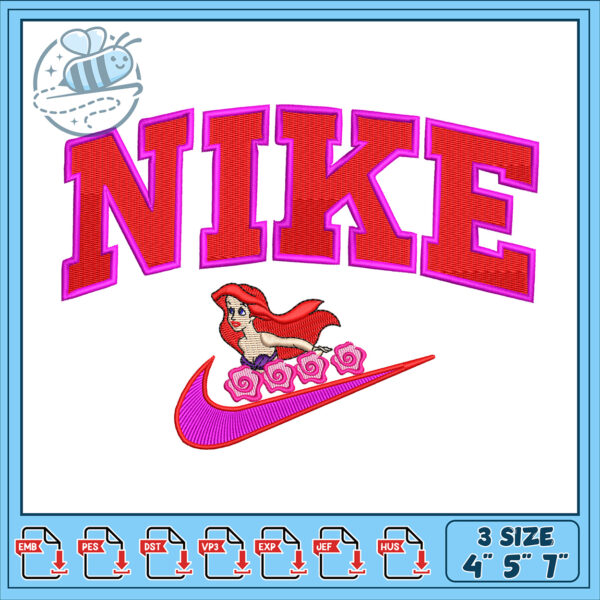 Nike Mermaid Embroidery Design