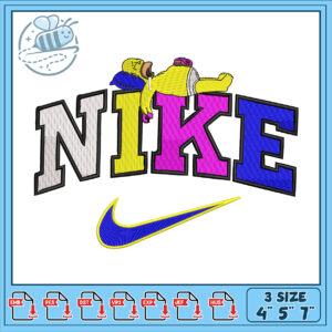 Nike Simpsons Embroidery Design 4x7 Inch