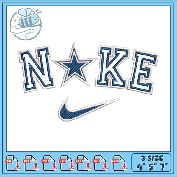 Nike Star Embroidery Design 4x5x7 Inch