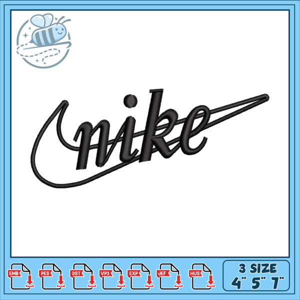 Nike Style Embroidery Design in Three Sizes 45×30