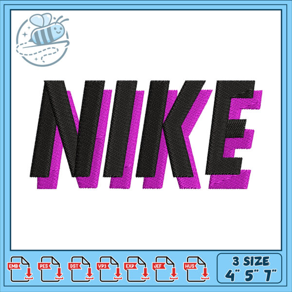 Nike Style Embroidery Design in Three Sizes Available