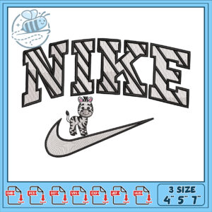 Nike Zebra Embroidery Design 3 Sizes