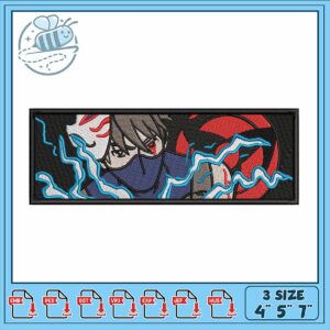 Ninja Embroidery Design with Lightning Effects 4x5x7