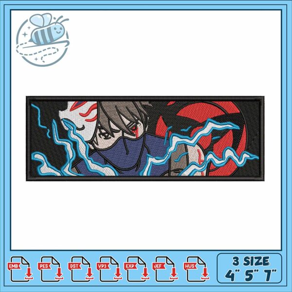 Ninja Embroidery Design with Lightning Effects 4x5x7