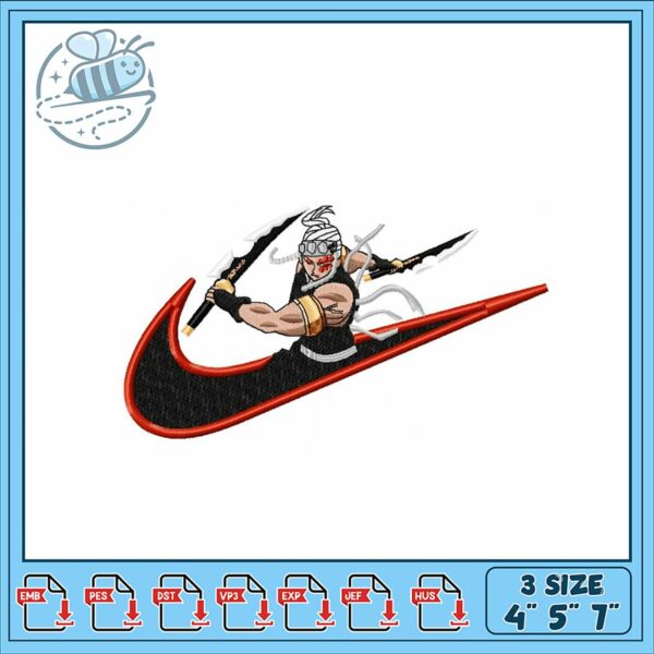 Ninja Embroidery Design with Nike Logo Style