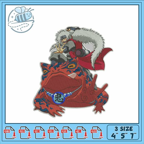 Ninja Frog Embroidery Design for Creative Projects