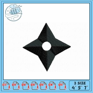 Ninja Star Embroidery Design in Three Sizes Download