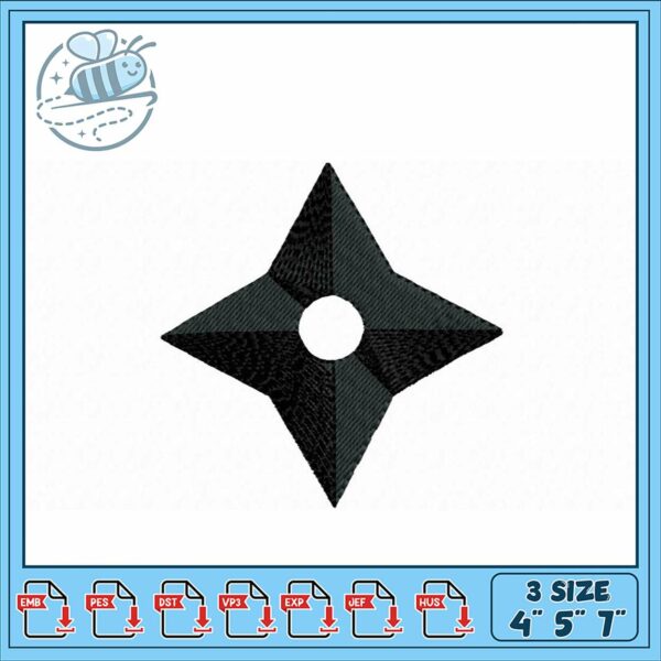 Ninja Star Embroidery Design in Three Sizes Download