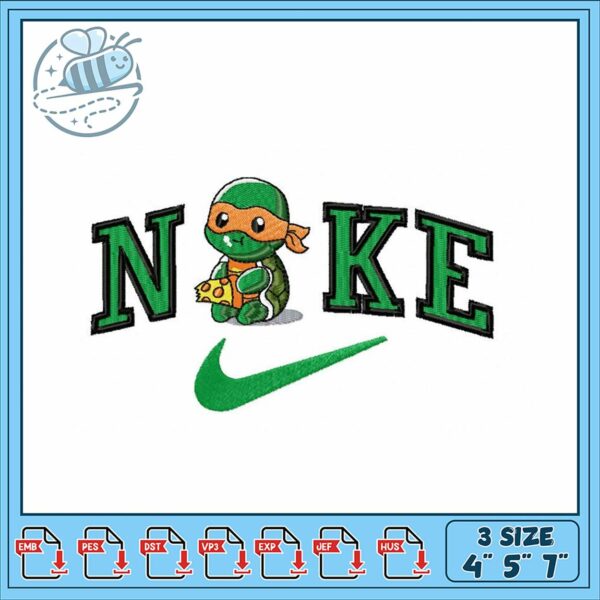 Ninja Turtle Inspired NOKE Embroidery Design File