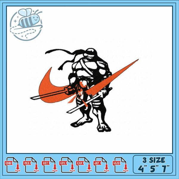 Ninja Warrior Embroidery Design in Three Sizes
