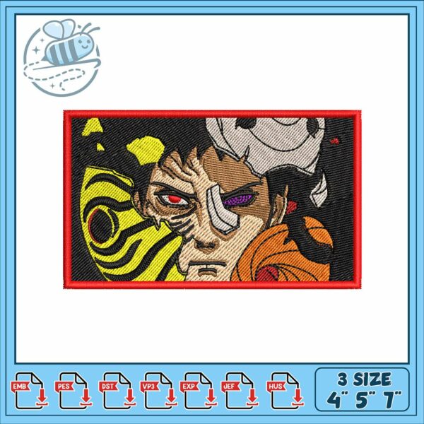 Obito mask broken art embroidery, obito uchiha​ embroidery