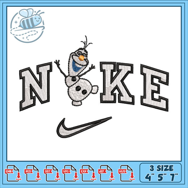 Olaf Nike Embroidery Design 4x5x7 Inch