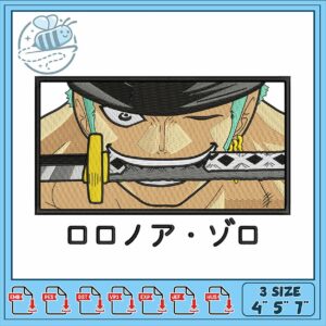 One Piece Zoro Embroidery Design for Enthusiasts