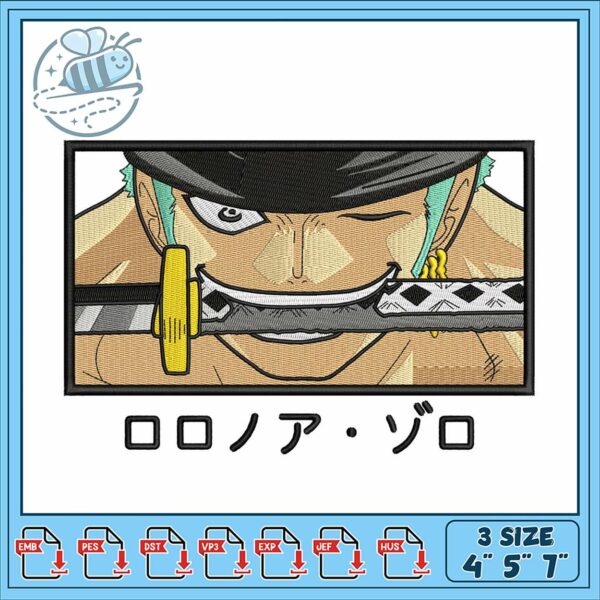 One Piece Zoro Embroidery Design for Enthusiasts