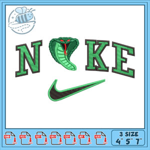 Option 1 (Focus on brand) Nike Cobra Embroidery Design 3 Sizes