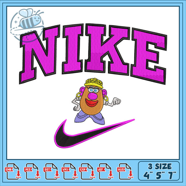 Option 1 (Focus on brand) Nike Embroidery Design Mrs Potato Head