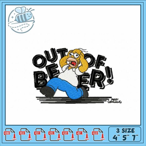 Out of Beer Embroidery Design for Fun Projects