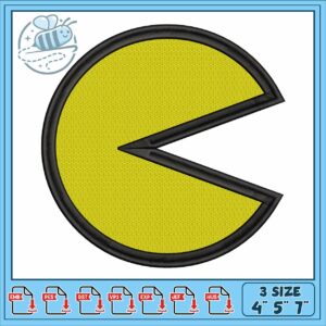 Pacman eating design embroidery