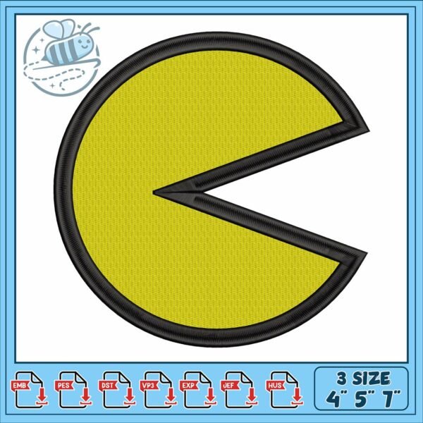 Pacman eating design embroidery, pacman google​ embroidery