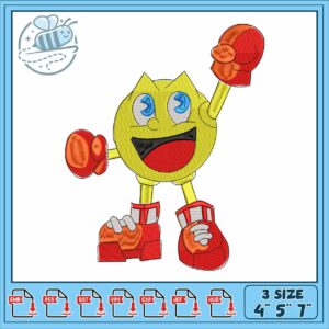 Pacman handing design embroidery