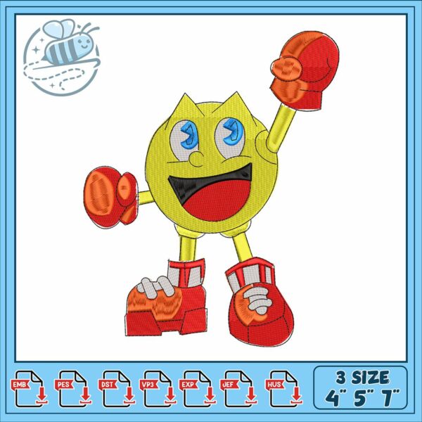 Pacman handing design embroidery, google pacman​ embroidery