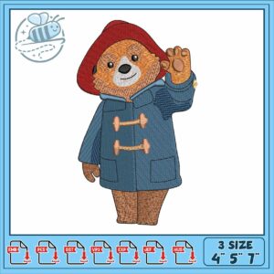 Paddington bear raise hand design embroidery