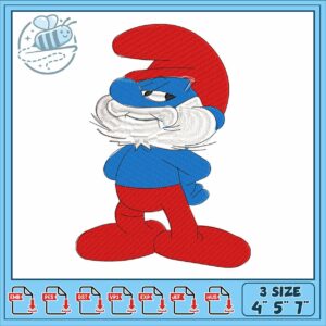 Papa smurf design embroidery